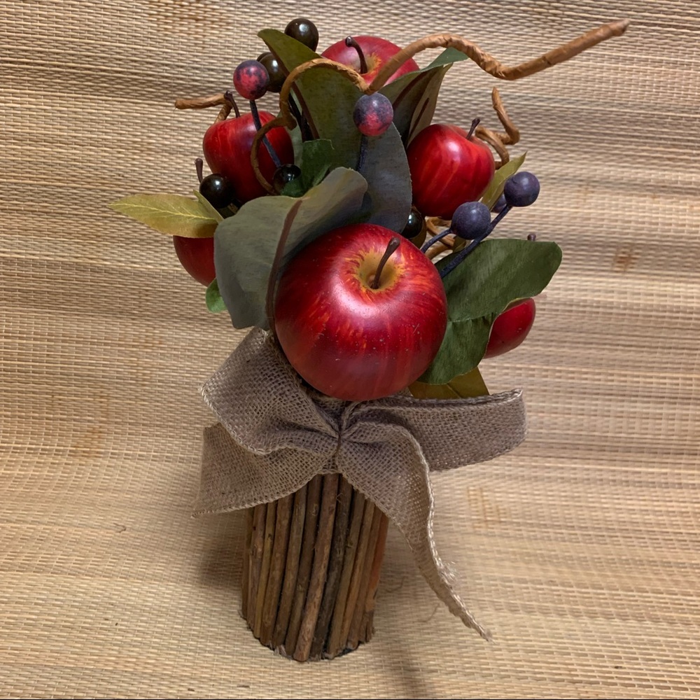 Faux Fall Flower Set With Apples And Berries